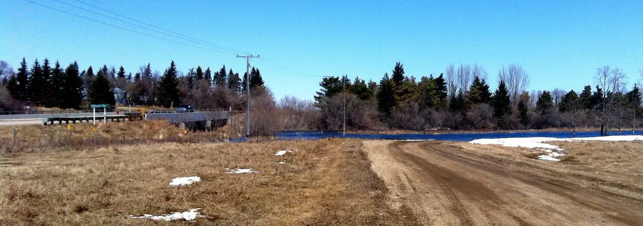 Whitesand River flooding near the Highway 9 bridge, 2013